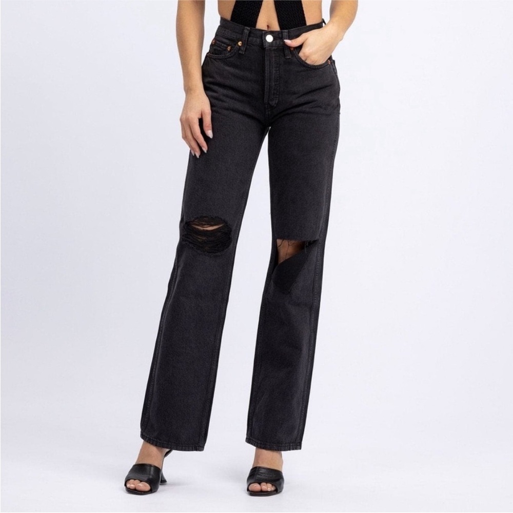 nwot RE/DONE high rise loose rip cotton jean 27